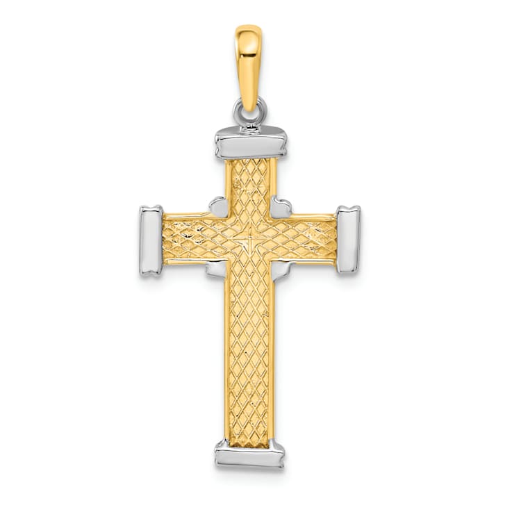 14K Yellow and White Gold Latin Cross Pendant