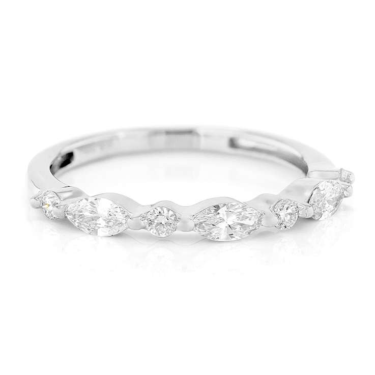 Lab-Grown Diamond Marquise And Round Ring In Sterling Silver