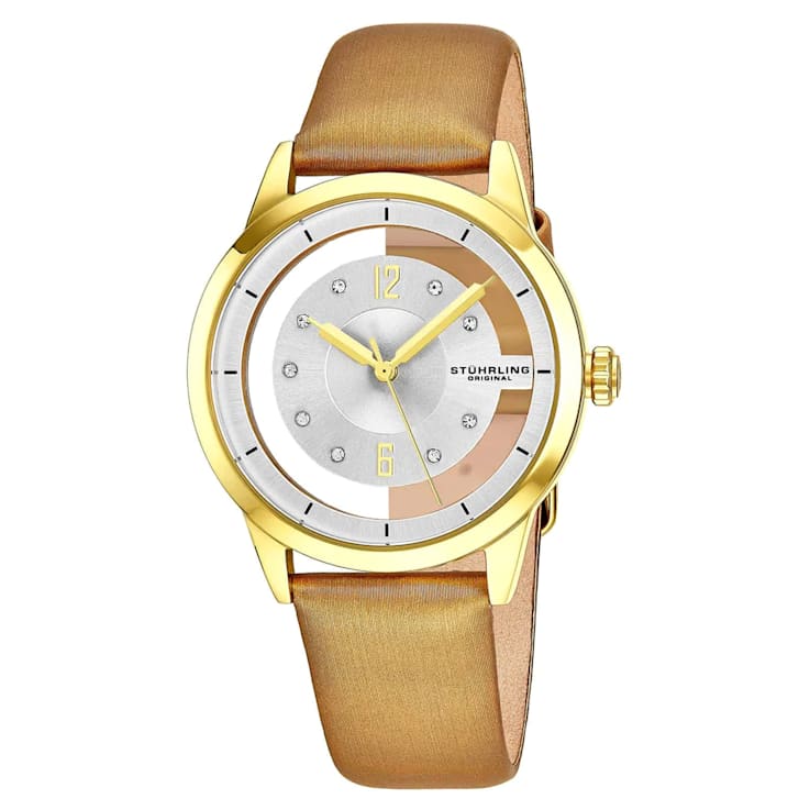 Stuhrling Women's Winchester Brown Leather Strap Watch