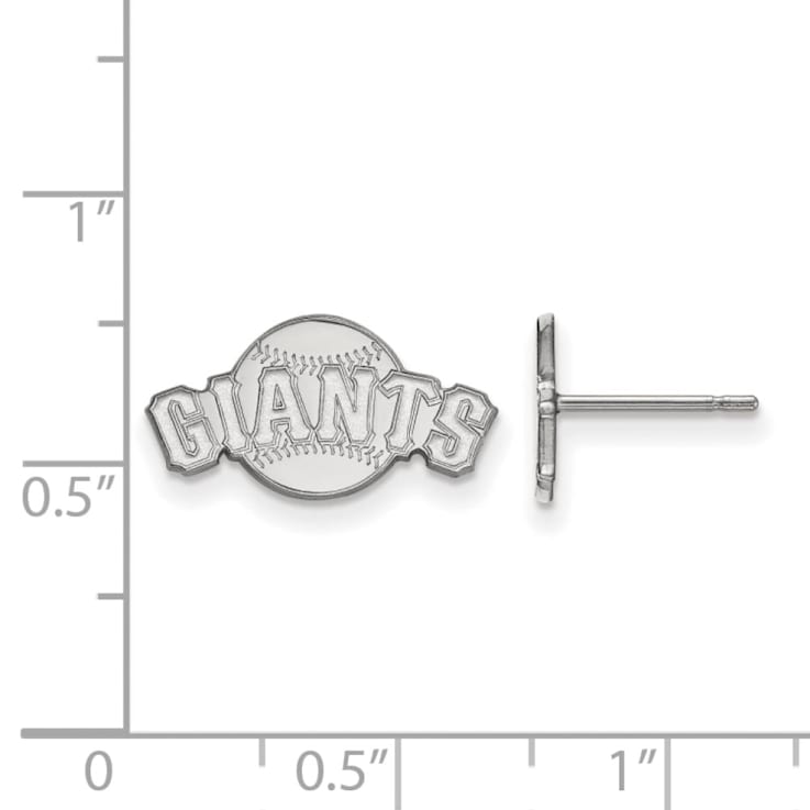 Rhodium Over Sterling Silver MLB LogoArt San Francisco Giants Post Earrings