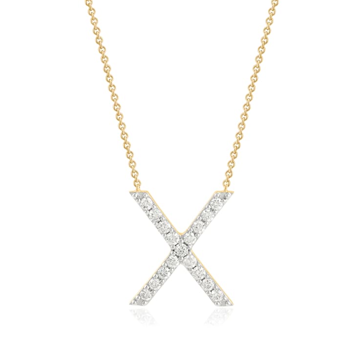 Lab-Grown Diamond Initial X Necklace In 14K Gold Over Sterling Silver 0.50ctw