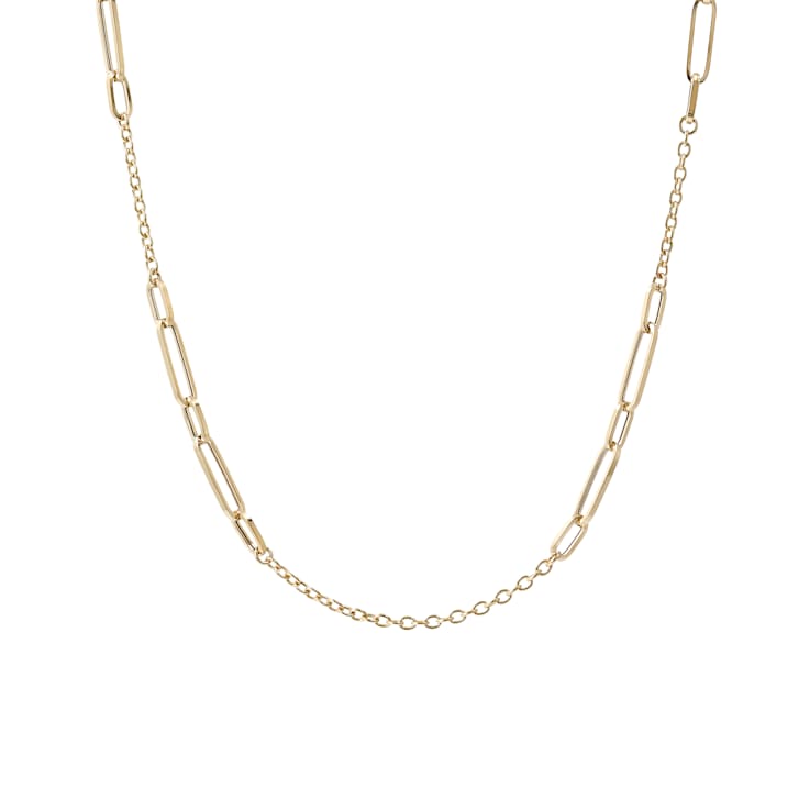 14K Yellow Gold 2.3 and 4.0 mm Paperclip Link 18 Inch Necklace