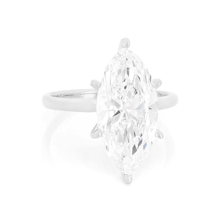 Lab-Grown Diamond Marquise Solitaire Ring In 14K White Gold 5.00ct