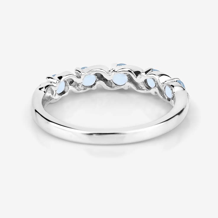 Swiss Blue Topaz and White Topaz Sterling Silver 5 Stone Band Ring