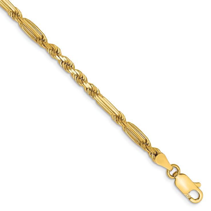 14k Yellow Gold 3mm Diamond-Cut Milano Rope Link Bracelet