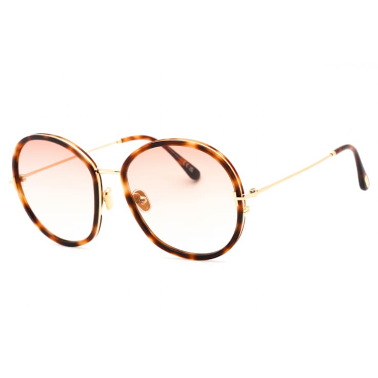 Tom Ford Blonde Havana Round Frame / Gradient Bordeaux Lenses Sunglasses