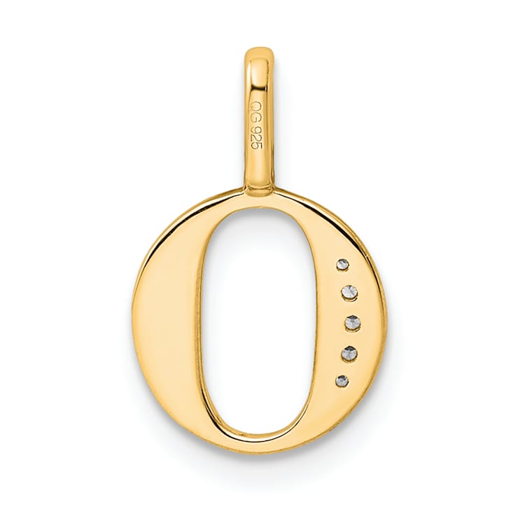 14K Yellow Gold Diamond Letter O Initial Pendant