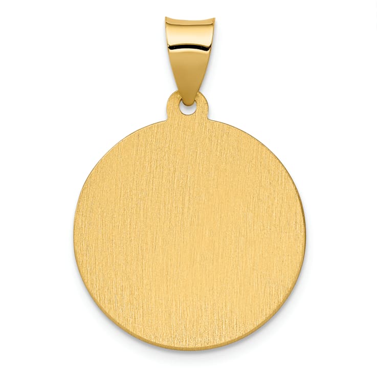 14K Yellow Gold Polished/Satin St. Agatha Hollow Medal Pendant