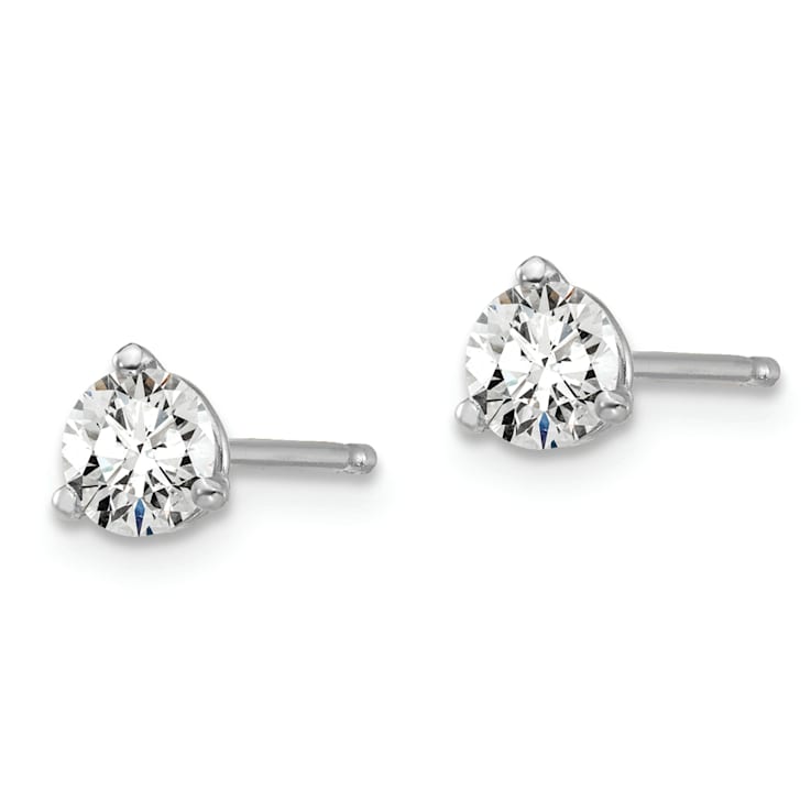 Rhodium Over 14K Gold Certified Lab Grown Diamond 1/2ct. VS/SI GH+, 3
Prong Stud Earrings