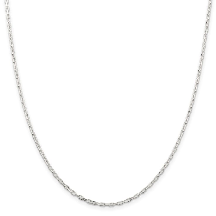 Sterling Silver 2.2mm Diamond-cut Long Link Cable Chain Necklace