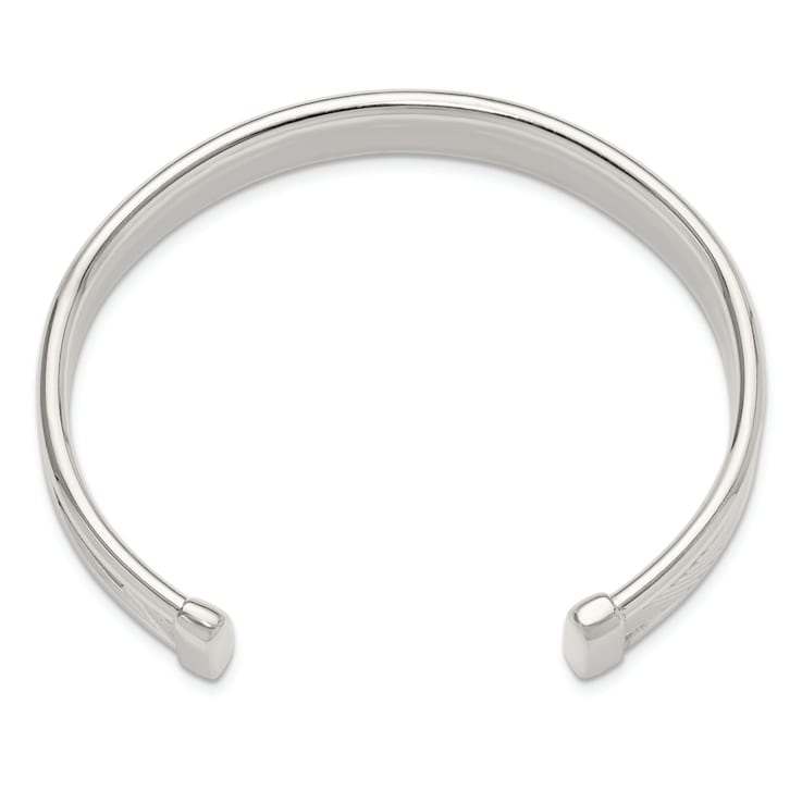 Sterling Silver Polished Textured Cuff Bracelet