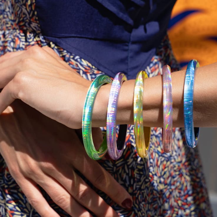 Acrylic Rave Slip On Bangle Bracelet in Red