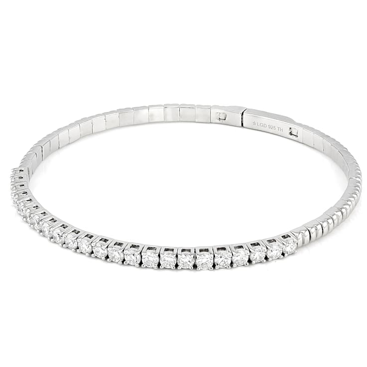 Polished Lab-Grown Diamond Flex Bangle Bracelet 2.50ctw In Platinum Over
Sterling Silver