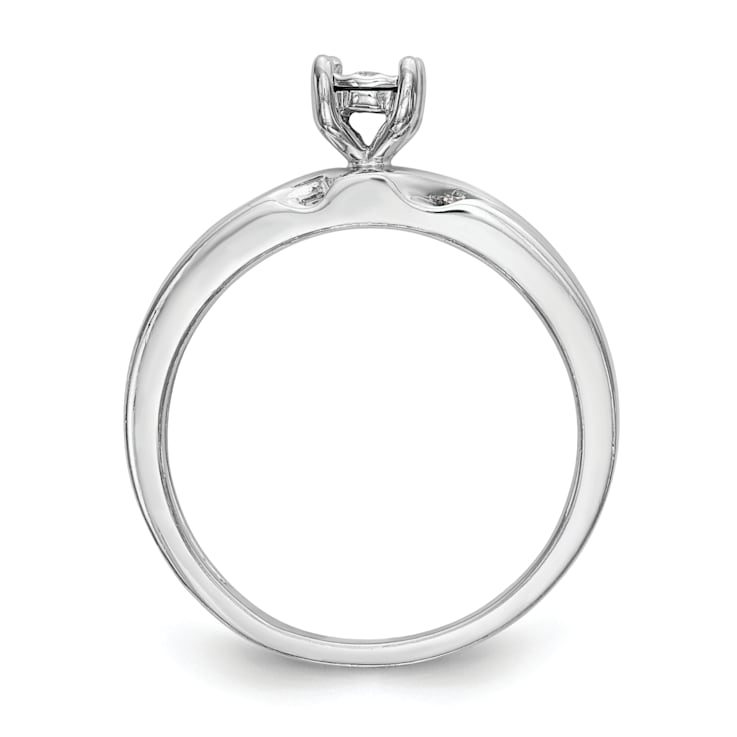 Rhodium Over 14K White Gold Diamond Trio Engagement Ring 0.13ctw