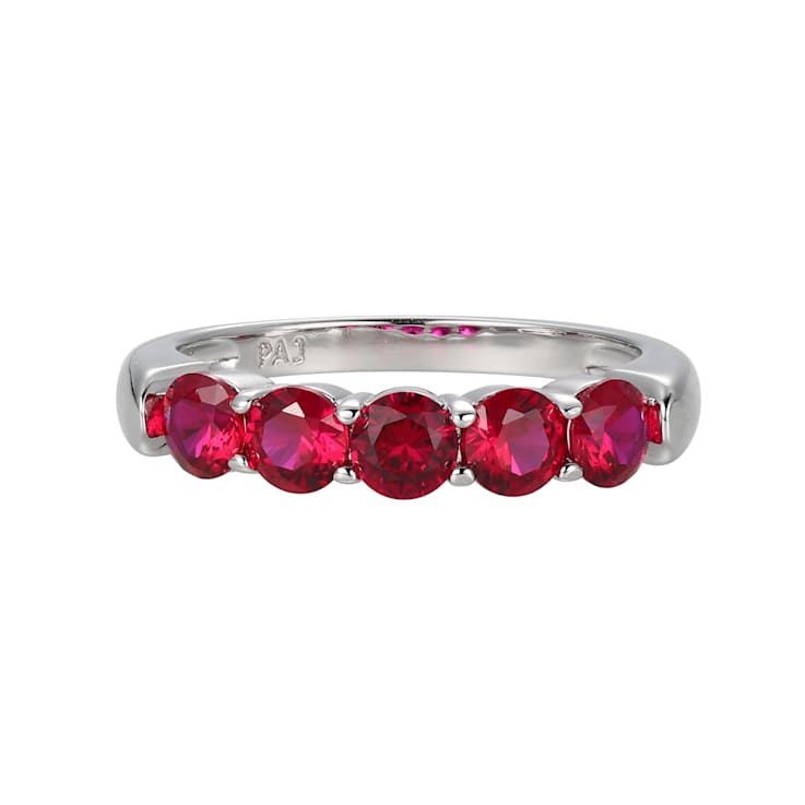 Lab Created Ruby Platinum Over Sterling Silver Ring 1.30ctw