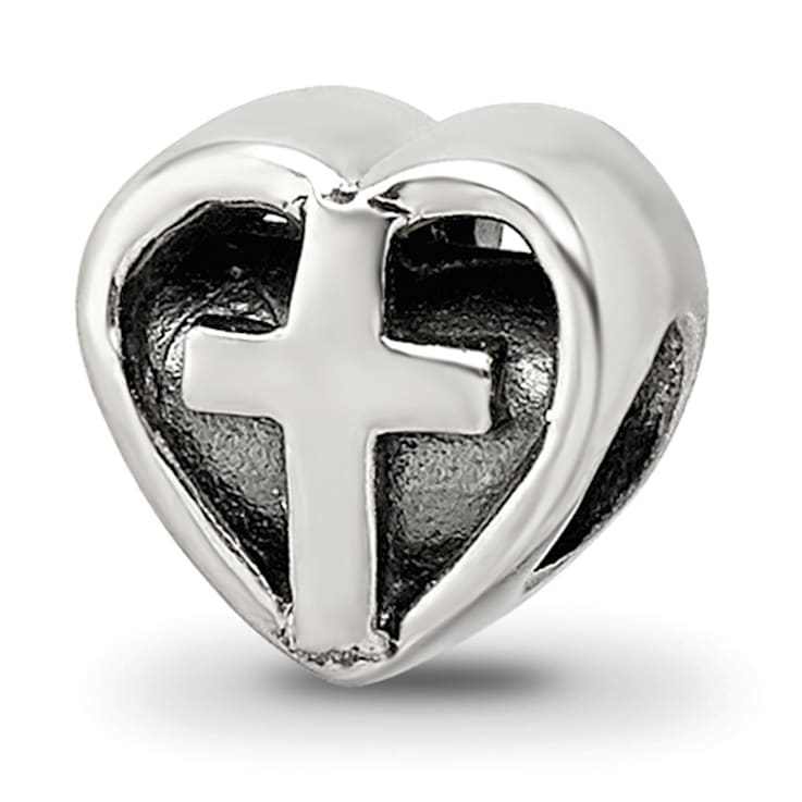 Sterling Silver Heart with Cross Bead