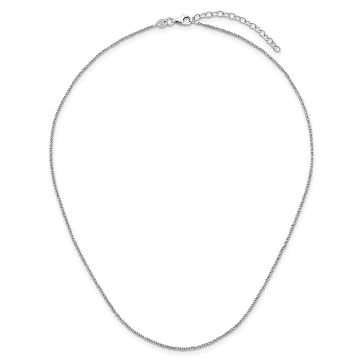 Platinum 950 Over Sterling Silver Fancy Glitter 16" with 2"
Extension Rope Chain Necklace