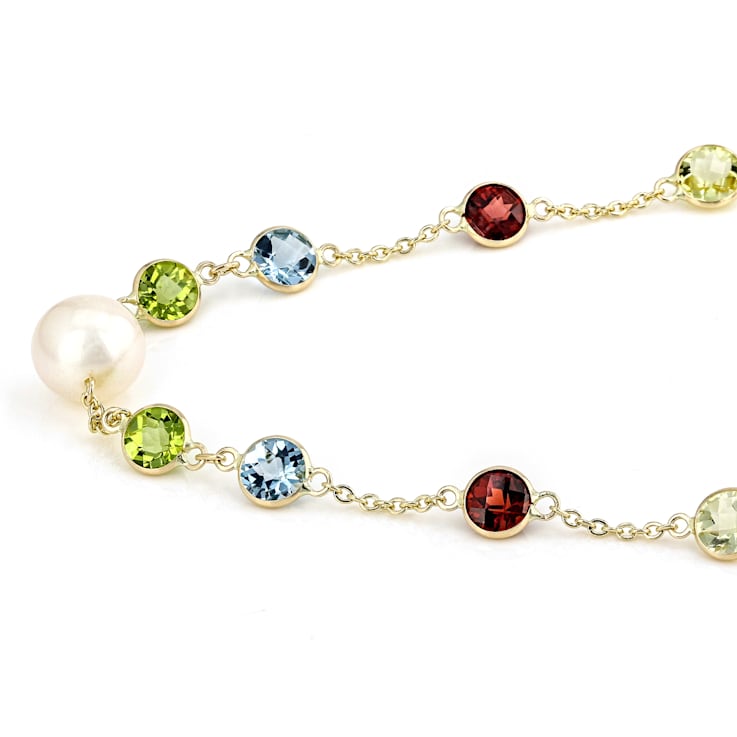Multi-Gem 14k Yellow Gold 18" Necklace 9.69ctw
