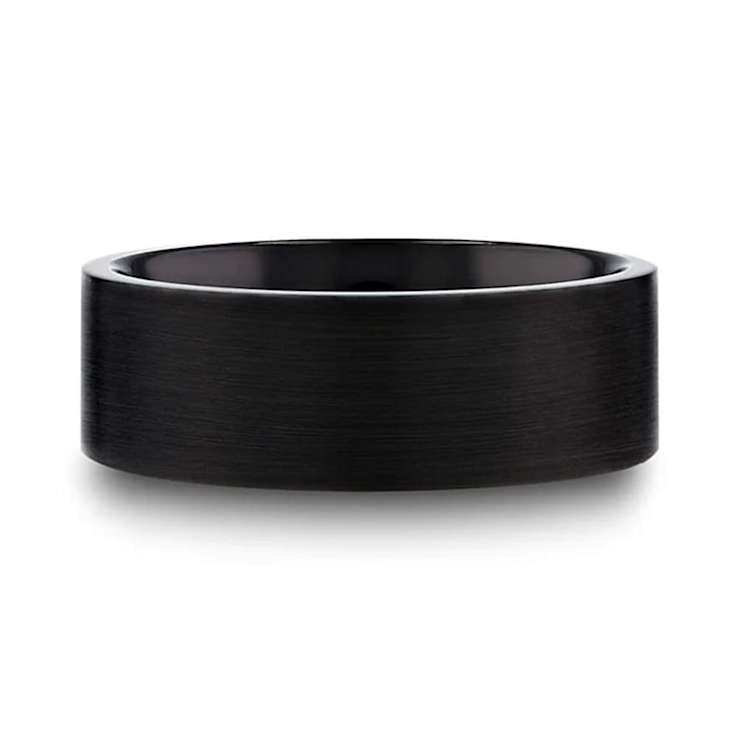 SAN BERNARDINO Brushed Finish Flat Black Titanium Men’s Wedding Band 6mm