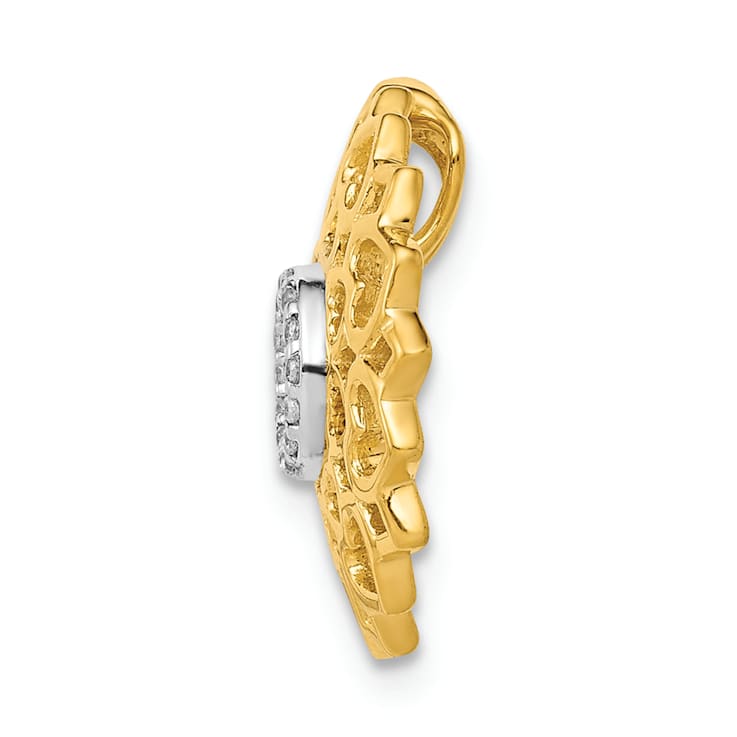 Rhodium Over 14k Yellow Gold Diamond Sahasrara/Crown Chakra Chain Slide Pendant