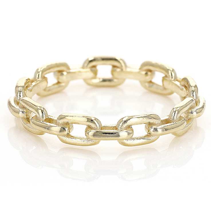 Paperclip Link Band Ring In 18K Gold Over Sterling Silver