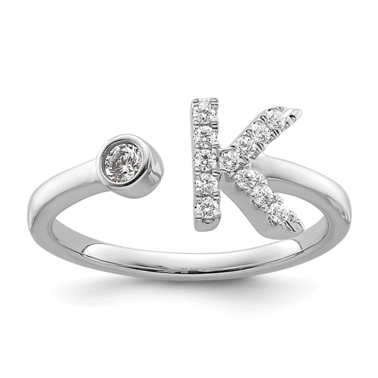 Rhodium Over 14K White Gold Lab Grown Diamond VS/SI GH, Initial K
Adjustable Ring