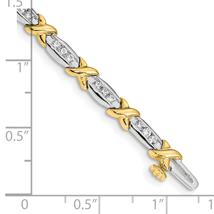 14K Yellow and White Gold Lab Grown Diamond VS/SI GH, Tennis Bracelet