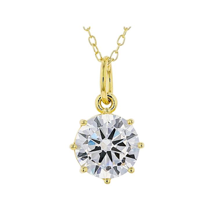 Solitaire CZ Pendant And Ring Set In 18K Gold Over Sterling Silver