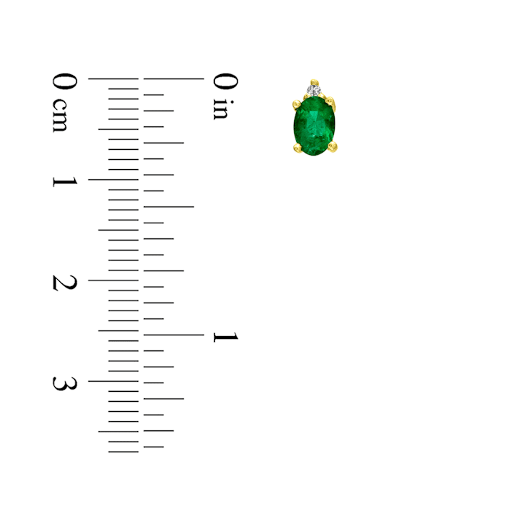 0.82ctw Oval Emerald and Diamond Earring set in 14k Yellow Gold