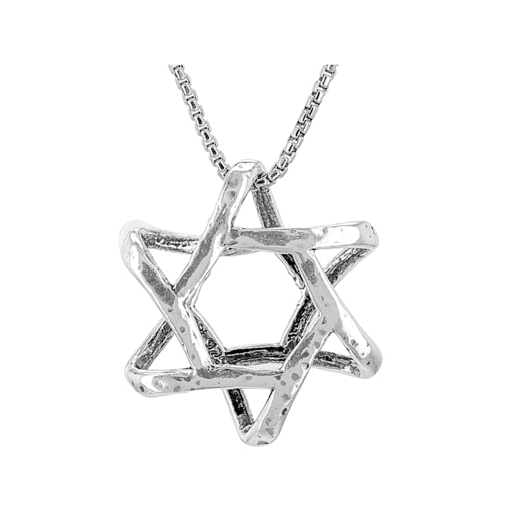 Star of David Pendant Necklace In Oxidized Sterling Silver