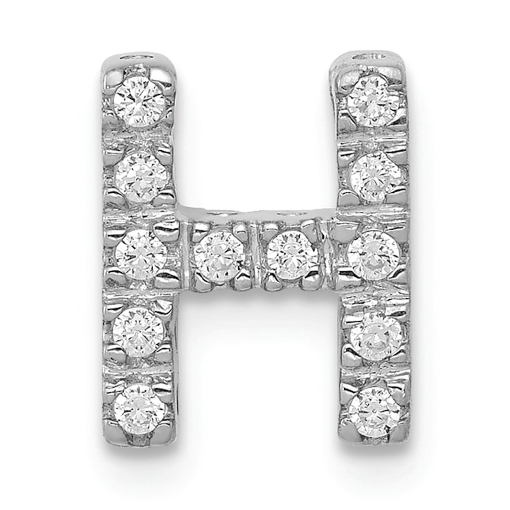 Rhodium Over 14K White Gold Diamond Letter H Initial Charm