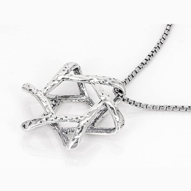Star of David Pendant Necklace In Oxidized Sterling Silver