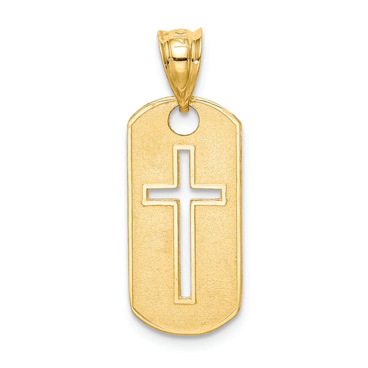14K Yellow Gold Polished Cross Cut-out Pendant