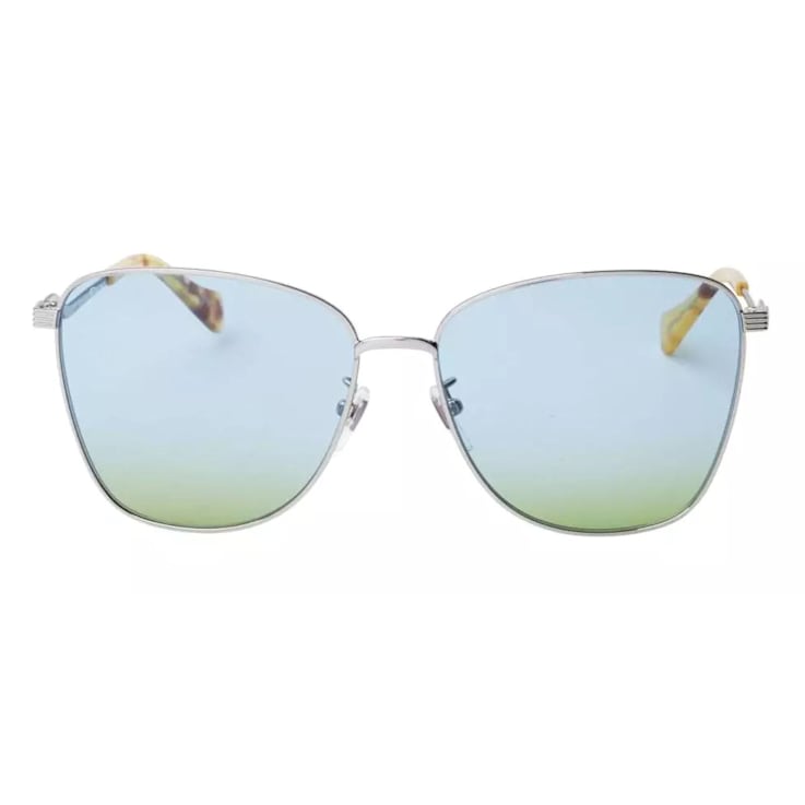 Gucci Silver Tone Frame / Blue Cat Eye Lens Sunglasses