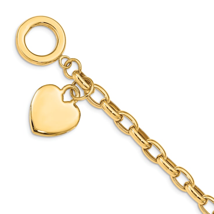 14k Yellow Gold Heart Charm Bracelet