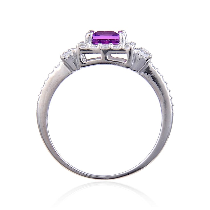 Lab Created Purple Sapphire with White Topaz Accents Sterling Silver
Halo Ring, 1.14ctw