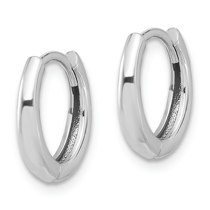 Rhodium Over 14k White Gold Polished 7/16" Hinged Hoop Earrings