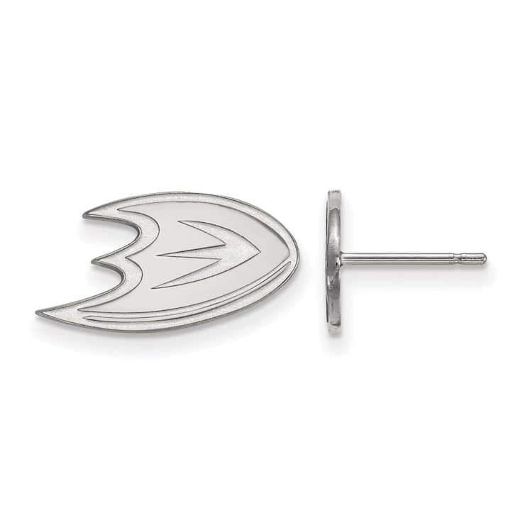 Rhodium Over Sterling Silver NHL Anaheim Ducks LogoArt Extra Small Post Earrings