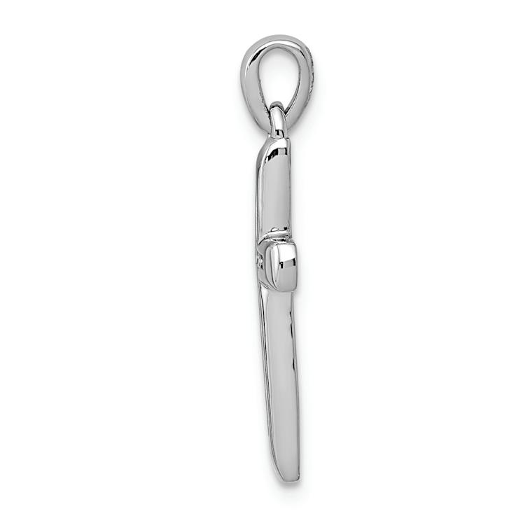 Rhodium Over 14k White Gold Small Diamond Cross Pendant