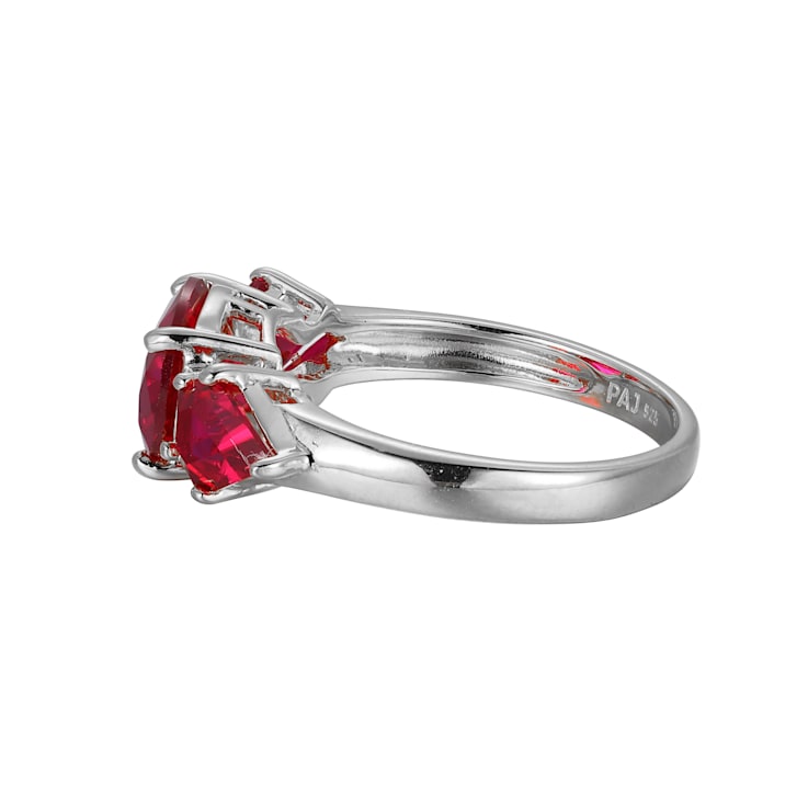 Lab Created Ruby Platinum Over Sterling Silver July Birthstone Ring 3.47ctw