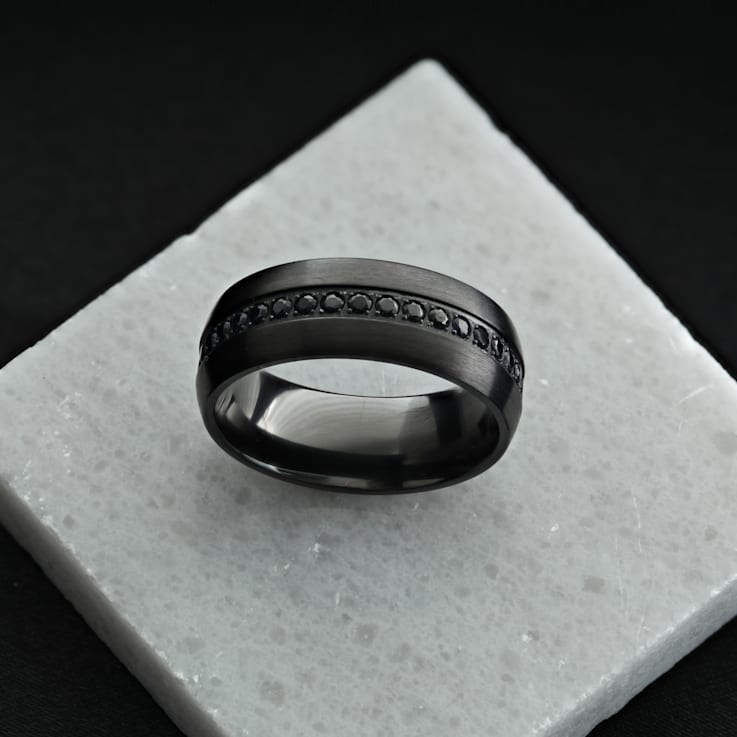 TALON Black Titanium Ring with Black Sapphires 8mm