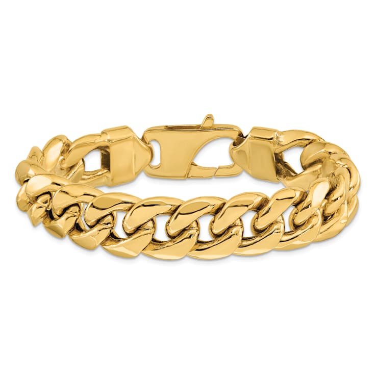 14k Yellow Gold 15mm Miami Cuban Link Bracelet, 9 Inches