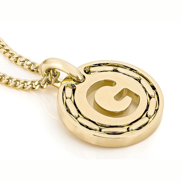 Cardano Initial G Pendant Necklace In 18K Gold Over Bronze