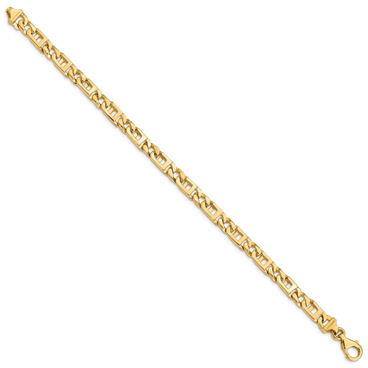 14k Yellow Gold 5.9mm Hand-Polished Fancy Link Bracelet