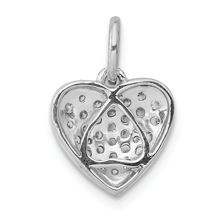 Rhodium Over 14k White Gold Diamond Heart Pendant