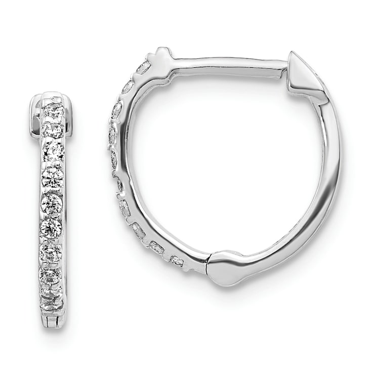 Rhodium Over 14K White Gold Lab Grown Diamond Hoop Earrings