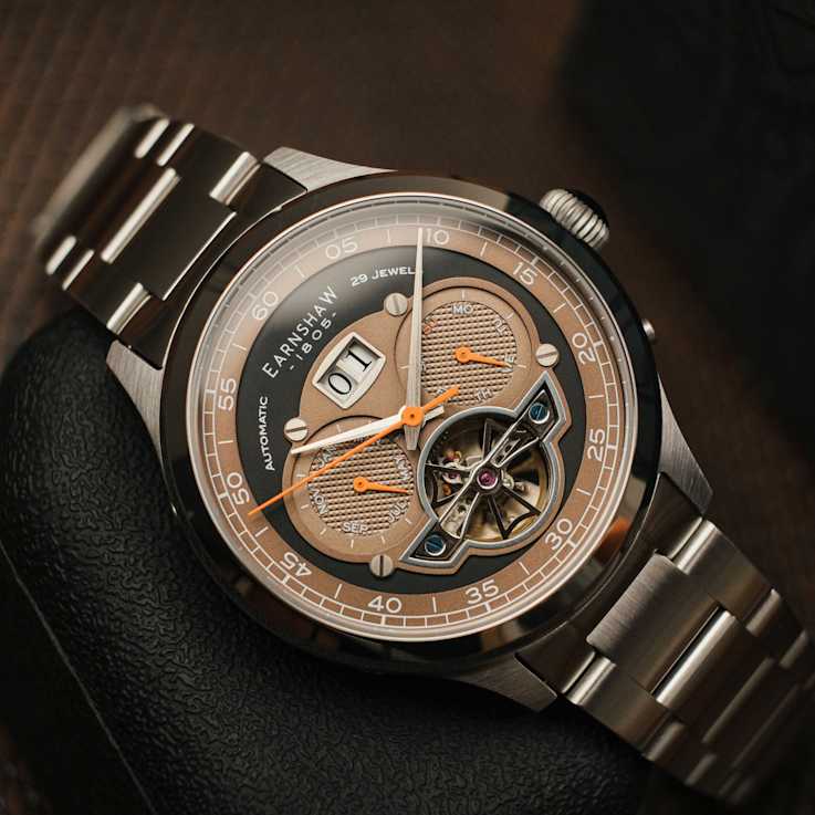 Thomas Earnshaw Baron Grand Date Calendar Open Heart Automatic