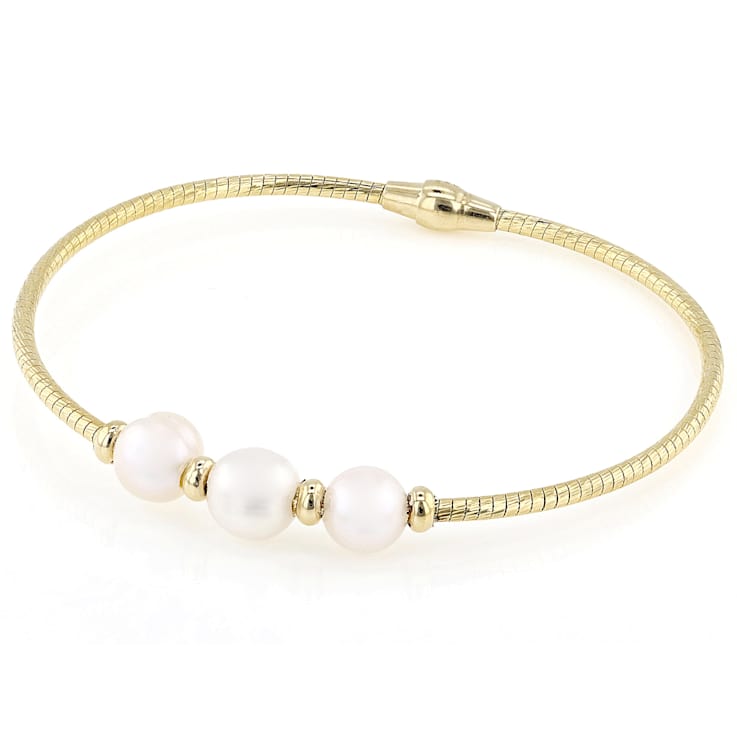 Graduating Freshwater Pearl Bracelet In 18K Gold Over Bronze