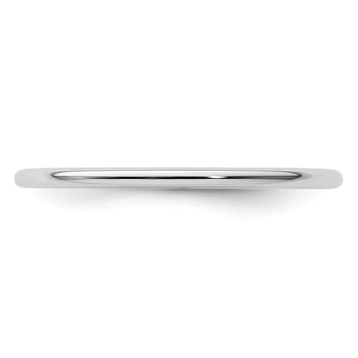 Rhodium Over 10K White Gold 1.2mm Half Round Stackable Expressions Band