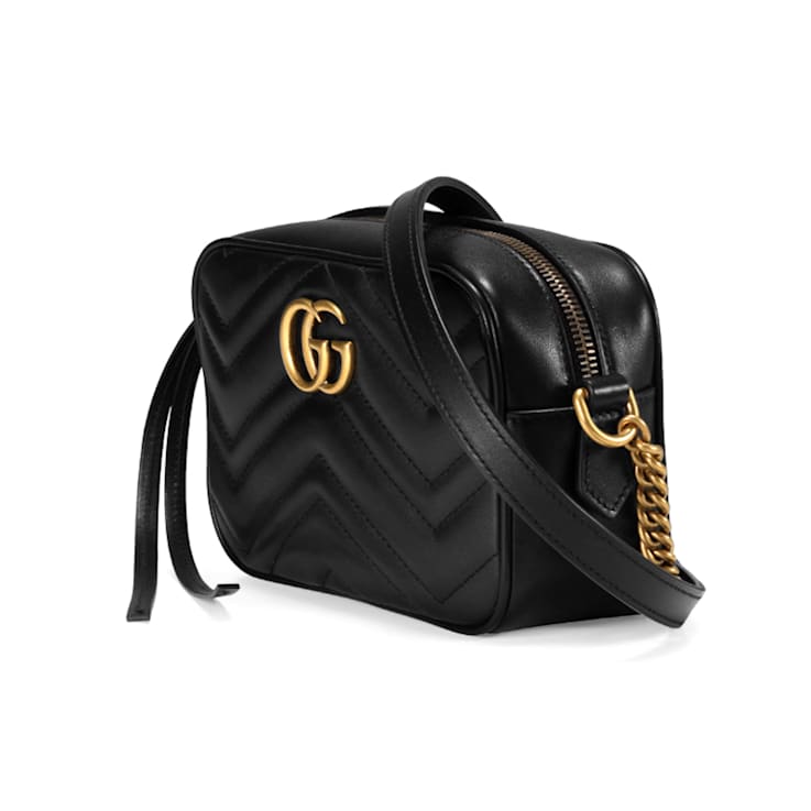 Gucci Mini GG Marmont Matelasse Chevron Black Leather Handbag